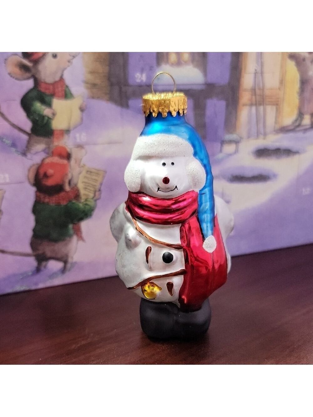Vintage G&D glass snowman ornament